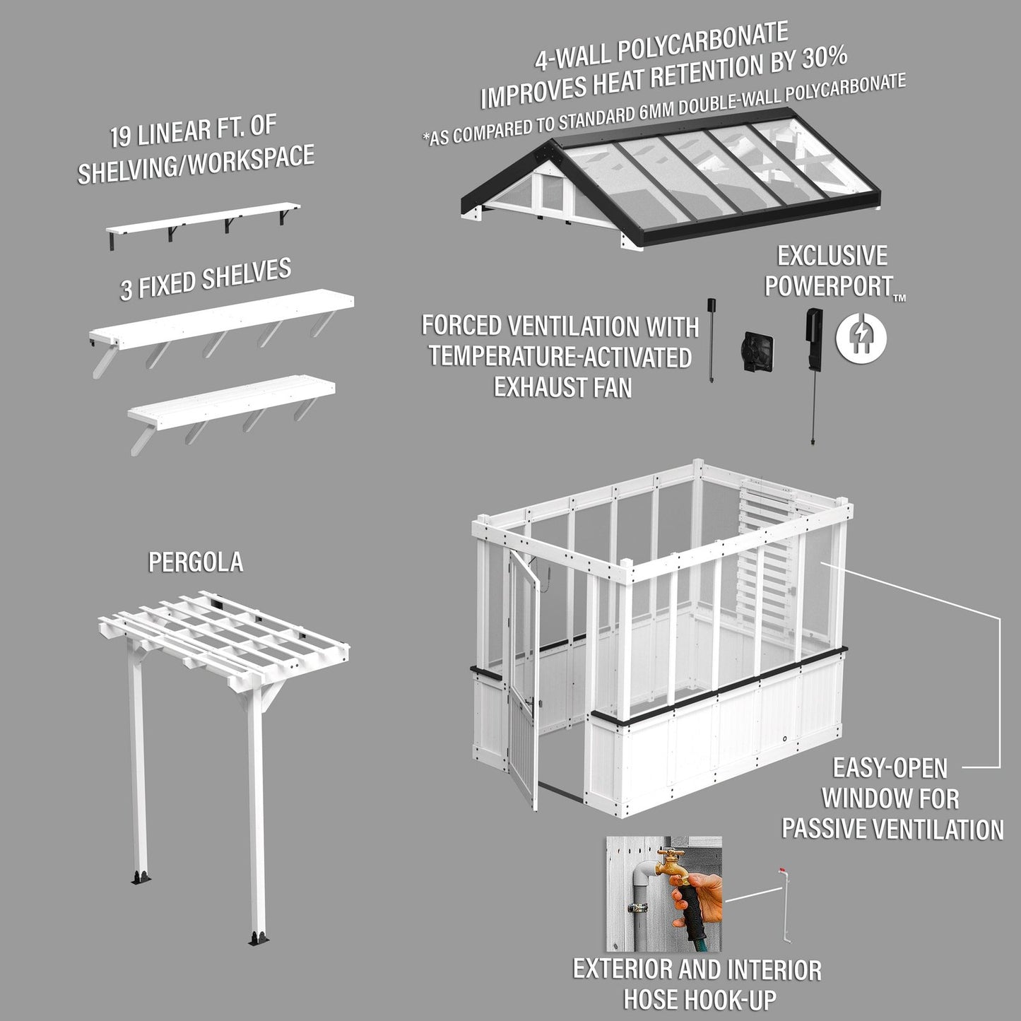 9×6 White Bellerose Greenhouse