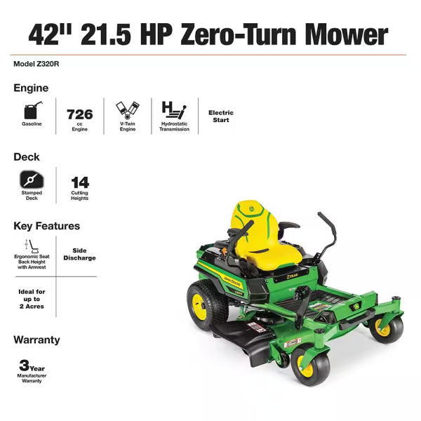 John Deere Z320R 42 in. 21.5 HP Gas Dual Hydrostatic Zero-Turn Riding Mower