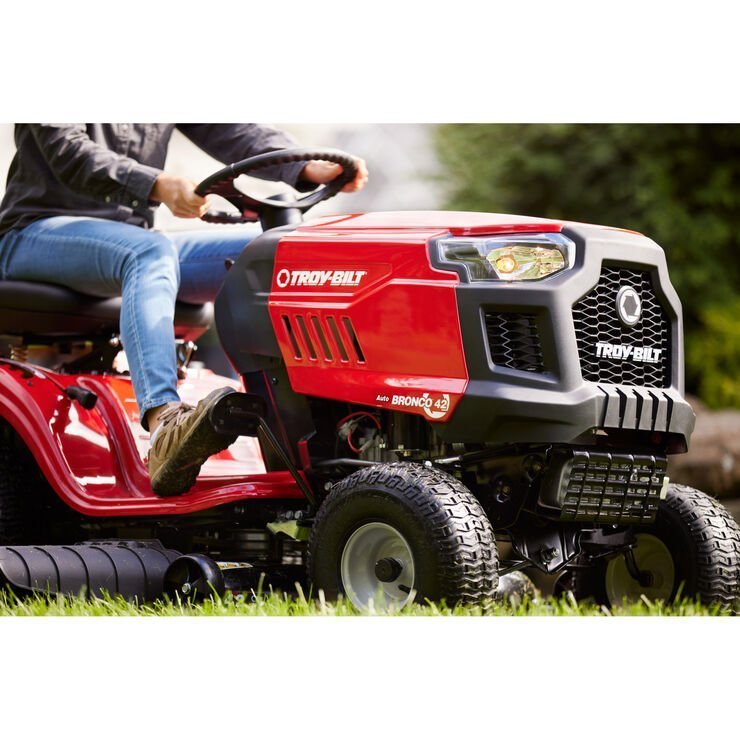 Troy-Bilt Bronco 46″ Gas Riding Lawn Mower with 547cc Engine and AutoDrive Transmission