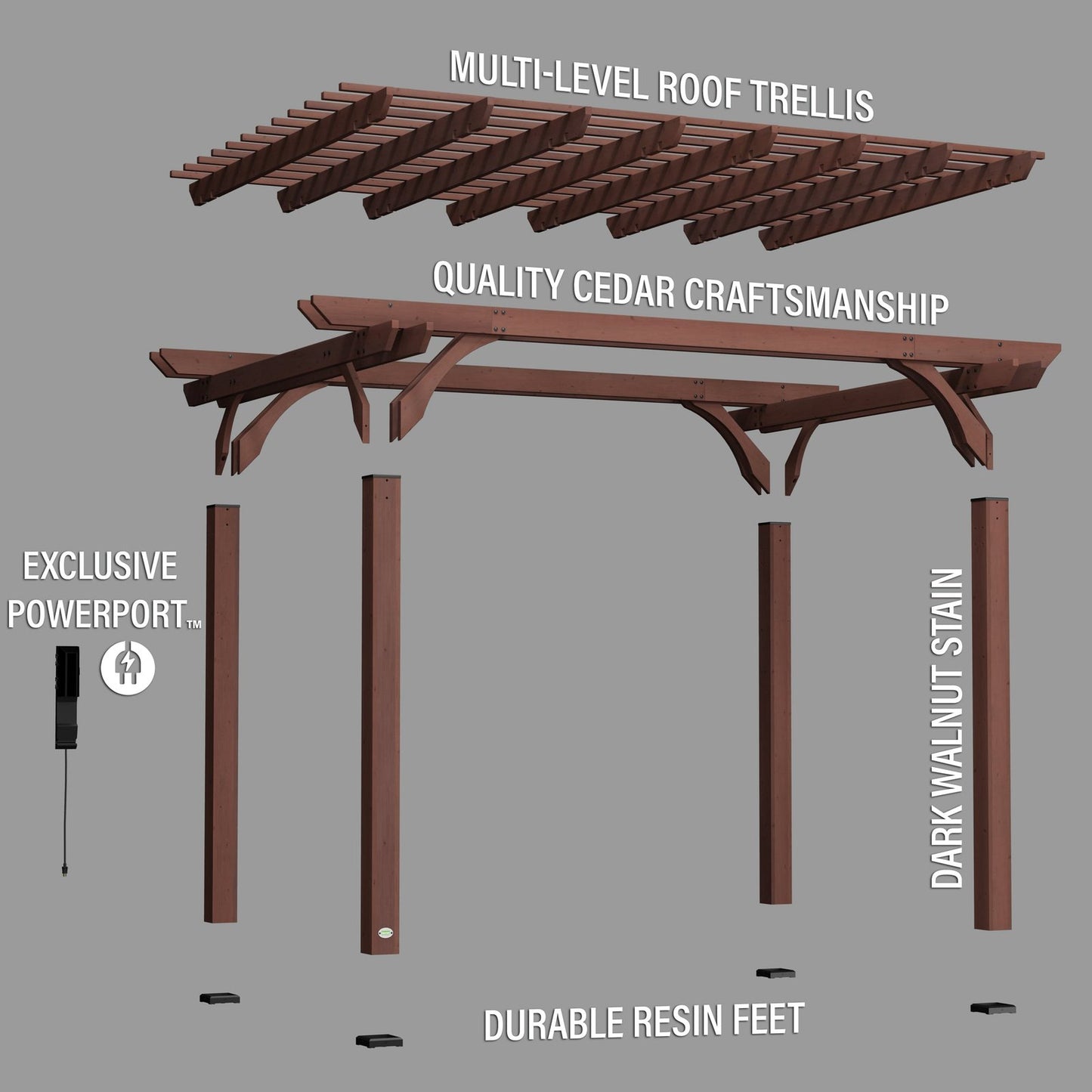 14×10 Somerville Pergola – Walnut Stain