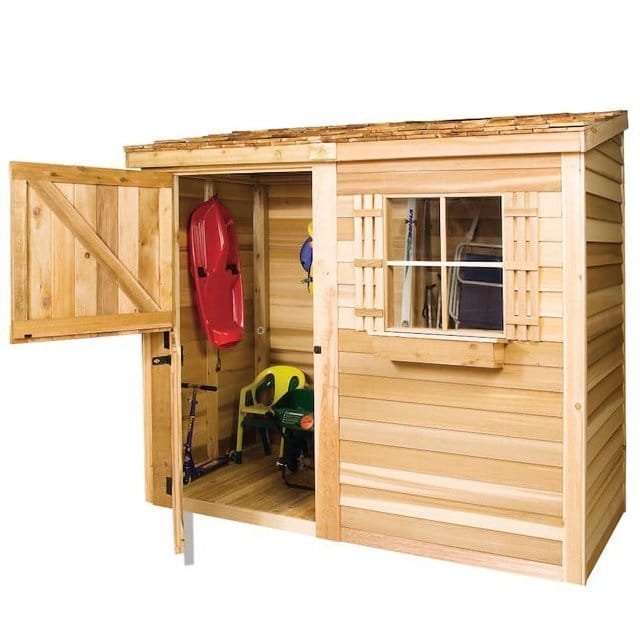 Cedarshed Bayside 8 ft. × 4 ft. Lean-To Cedar Storage Shed with Double Door