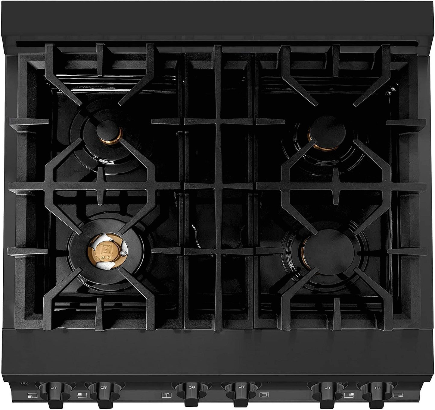 ZLINE Legacy 30-inch 4.0 Cu. Ft. Dual Fuel Range with Brass Burners, Black Stainless Steel (RAB-BR-30)