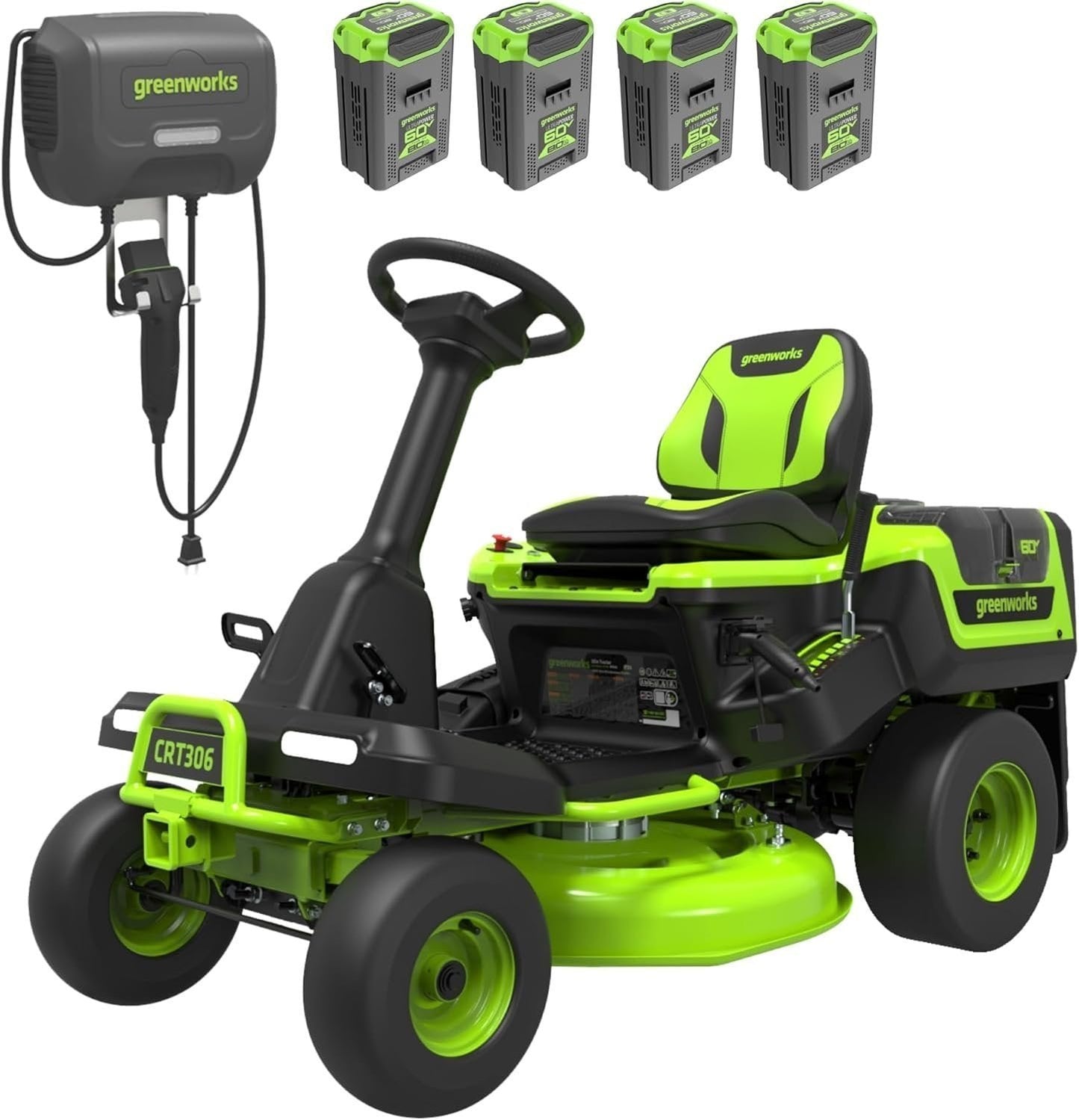 Greenworks 60V 30 in. CrossoverT Riding Lawn Tractor with 4 × 8.0Ah Batteries
