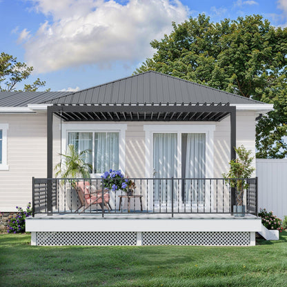 14×10 Evanston Wall Mounted Louvered Pergola