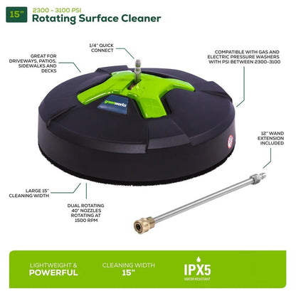 3000 PSI Pressure Washer w/ 15″ Surface Cleaner & Extension Combo Kit