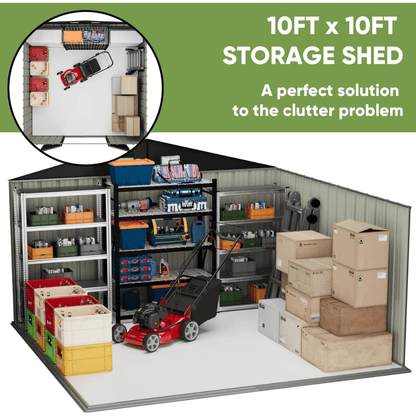 VEIKOUS 10 ft. × 10 ft. Outdoor Metal Storage Shed in Gray