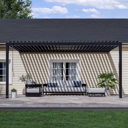 18×10 Evanston Wall Mounted Louvered Pergola