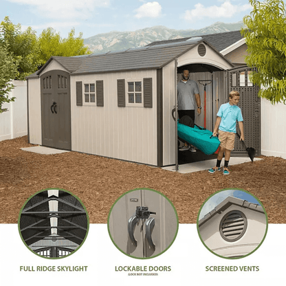 Lifetime 60213 17.5 ft. × 8 ft. Dual-Entry Outdoor Storage Shed