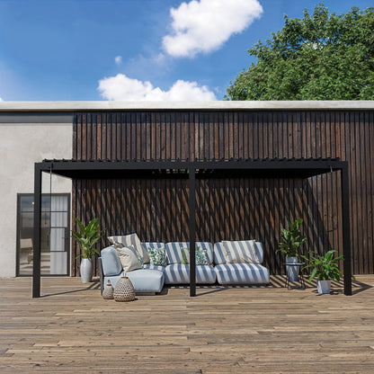 20×10 Evanston Wall Mounted Louvered Pergola