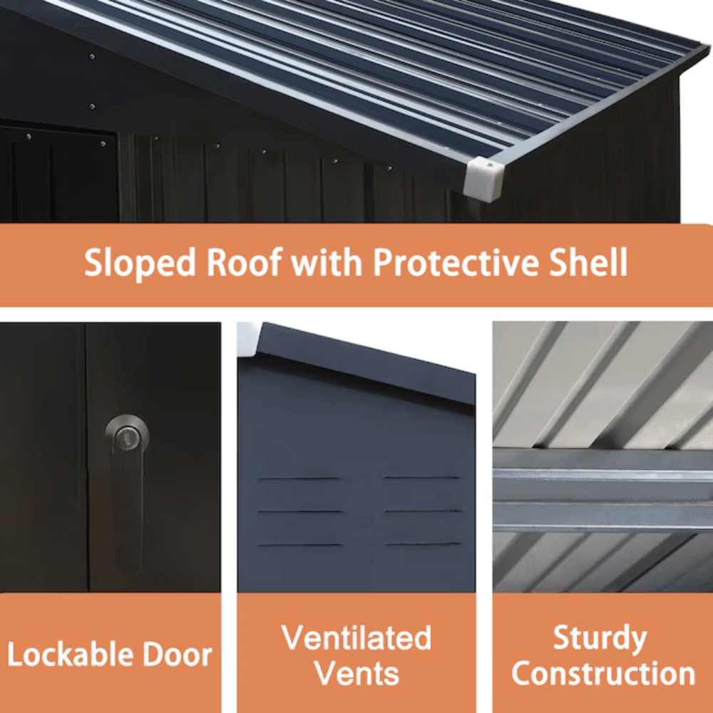 VEIKOUS 10 ft. × 12 ft. Outdoor Metal Storage Shed in Gray