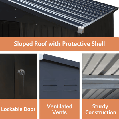 VEIKOUS 10 ft. × 12 ft. Outdoor Metal Storage Shed in Gray