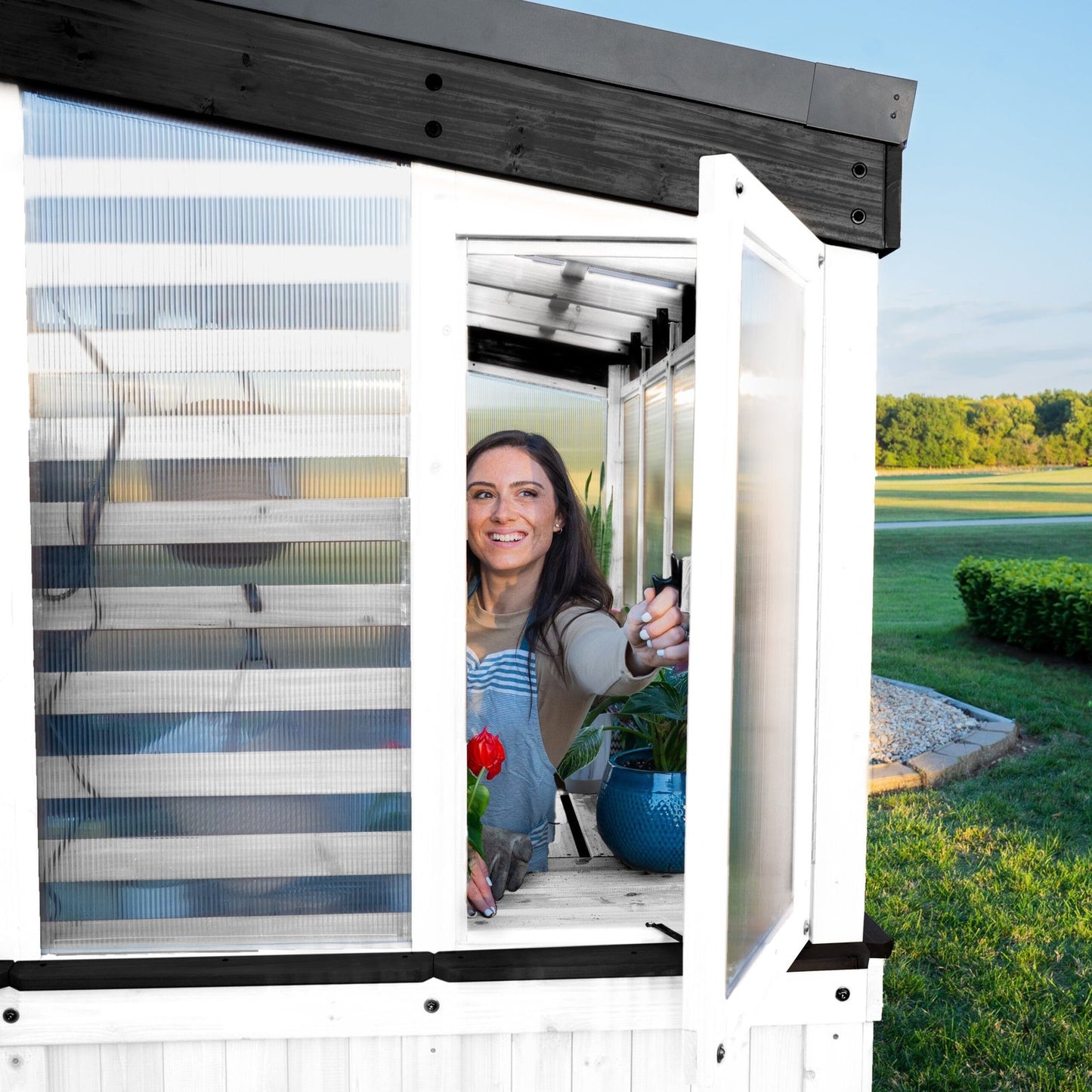 9×6 Willow Greenhouse –    Pre-Stained & Sealed White
