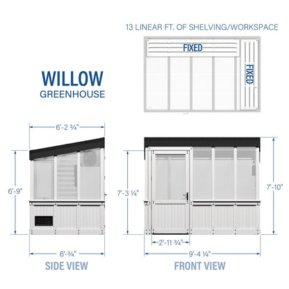 9×6 Willow Greenhouse –    Pre-Stained & Sealed White