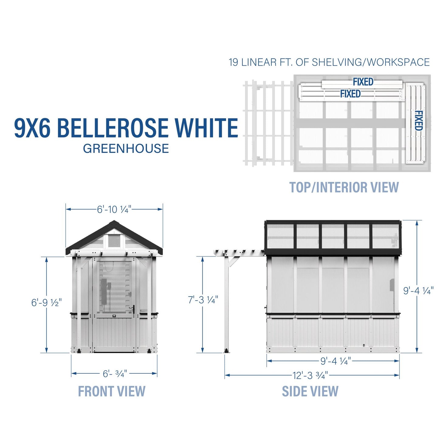 9×6 White Bellerose Greenhouse