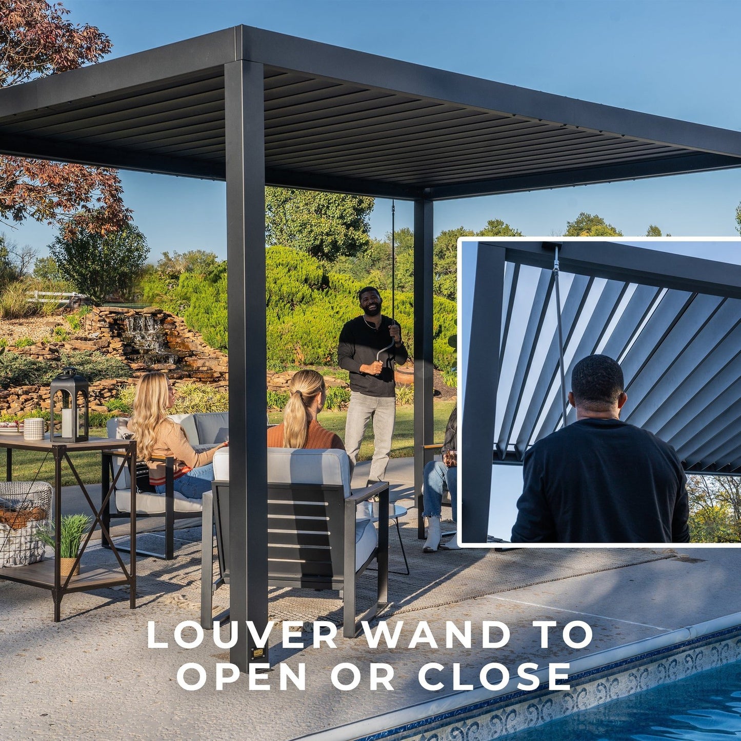 16×10 Sarasota Steel Louvered Pergola
