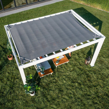 14×12 Windham Modern Steel Pergola With Sail Shade Soft Canopy