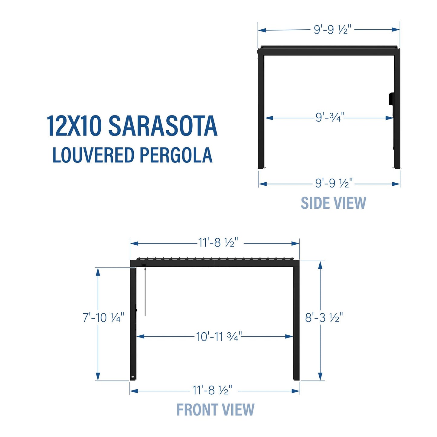 12×10 Sarasota Steel Louvered Pergola
