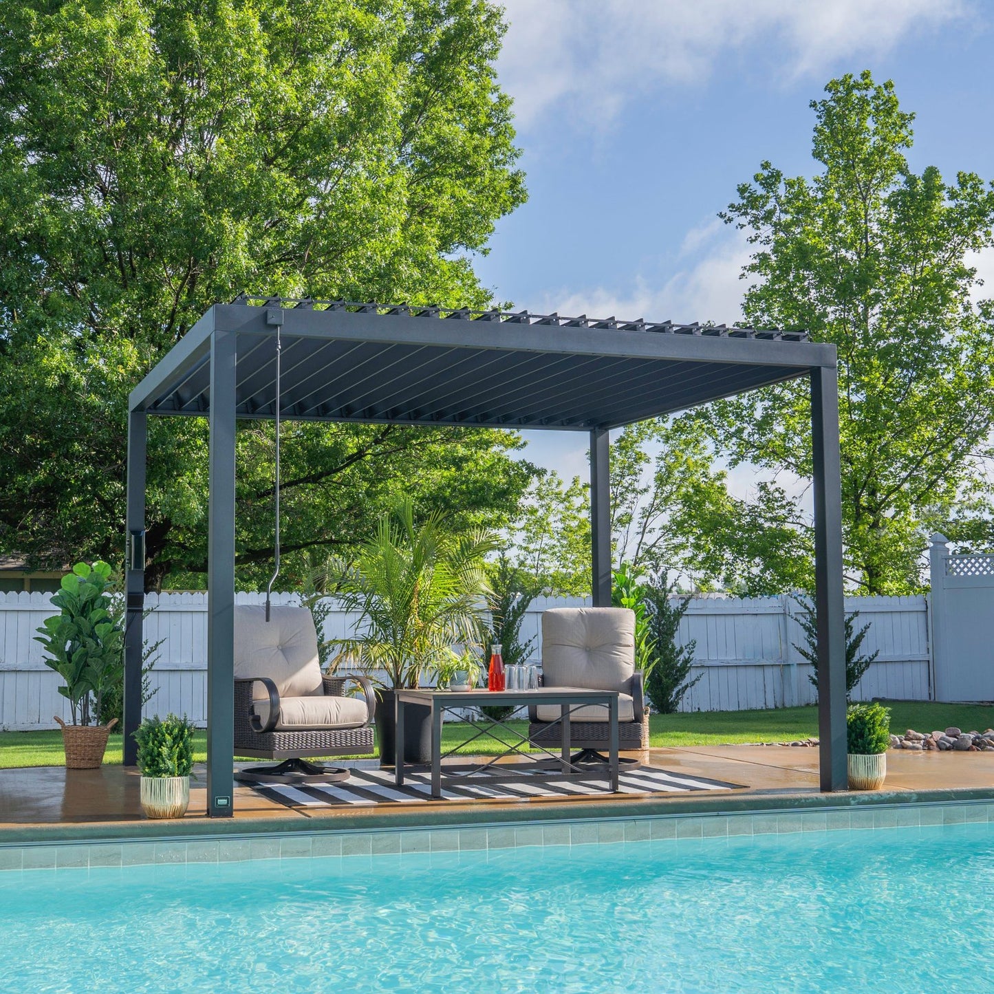 12×10 Sarasota Steel Louvered Pergola