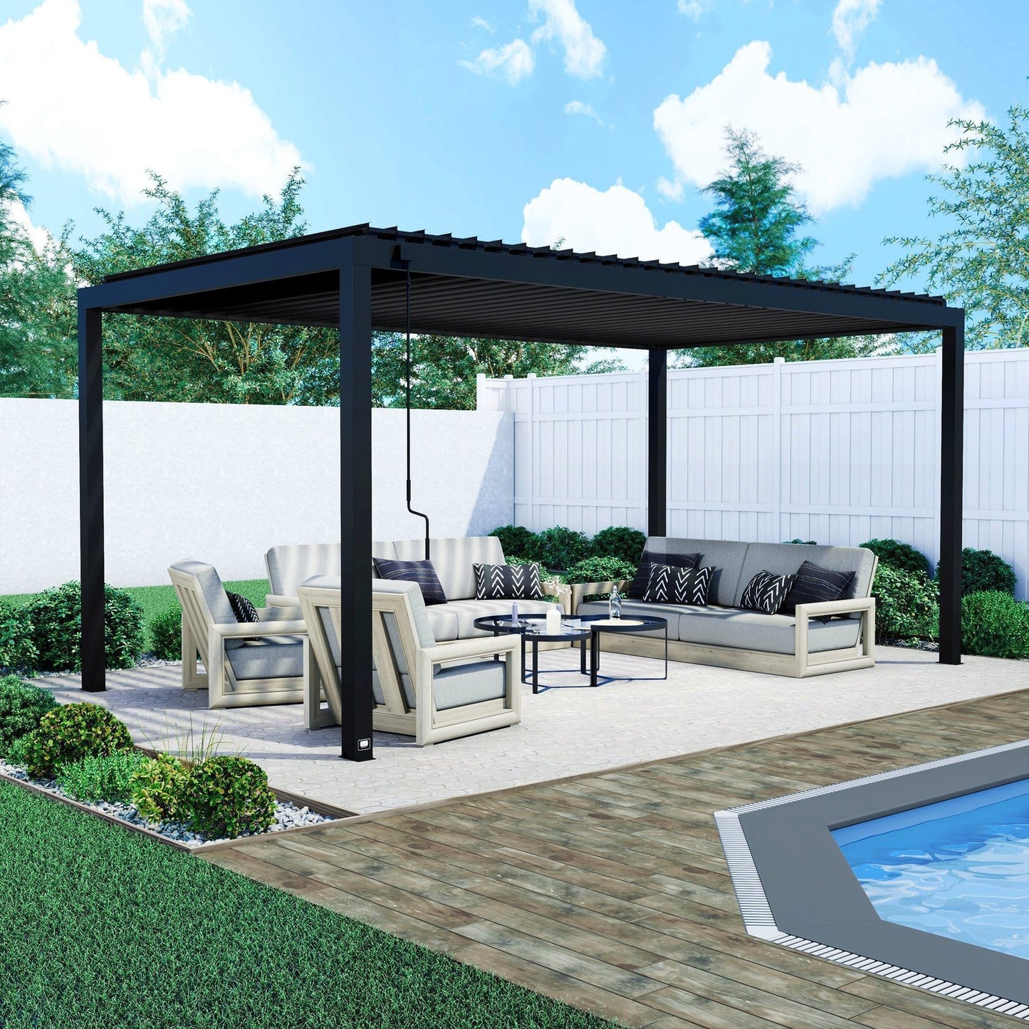 18×10 Sarasota Steel Louvered Pergola