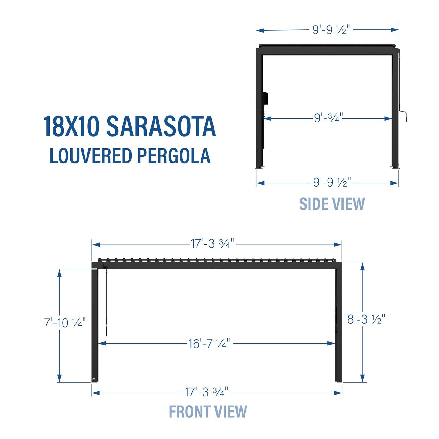 18×10 Sarasota Steel Louvered Pergola