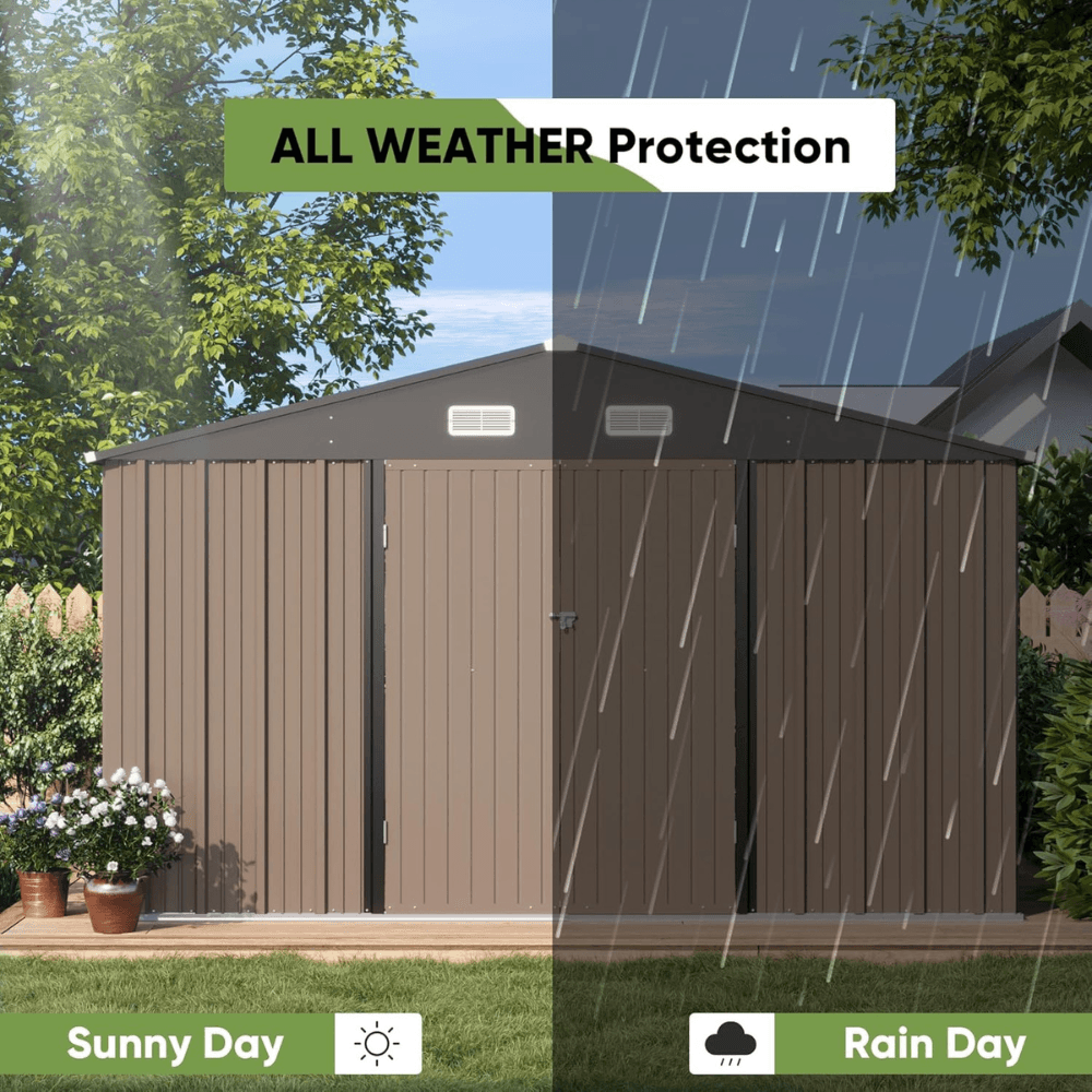 VEIKOUS 10 ft. × 10 ft. Outdoor Metal Storage Shed in Gray