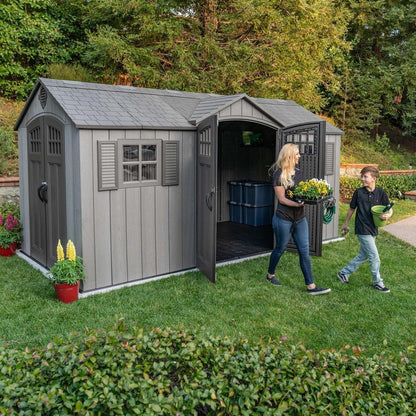 Lifetime 60318 15 ft. × 8 ft. Dual-Entry Outdoor Storage Shed