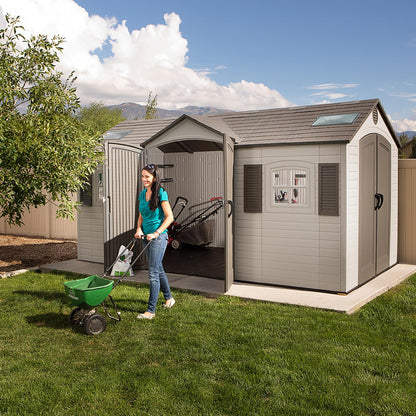Lifetime 15×8 Ft Dual‑Entry Outdoor Storage