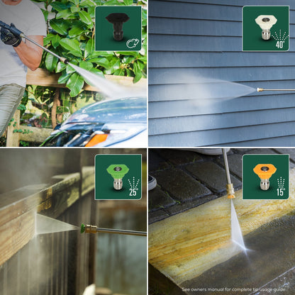 3000 PSI Pressure Washer w/ 15″ Surface Cleaner & Extension Combo Kit