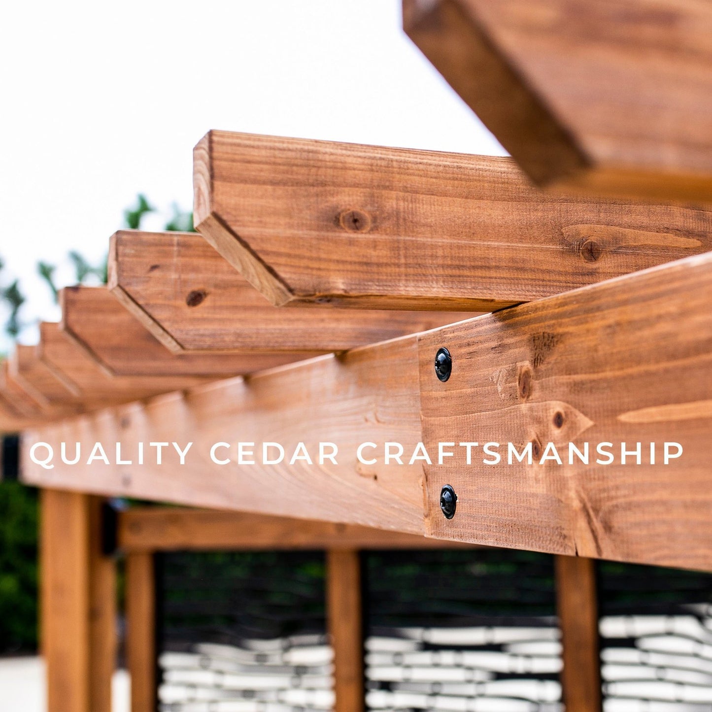 Tuscany Corner Pergola with Conversation Seating – Bamboo Panels