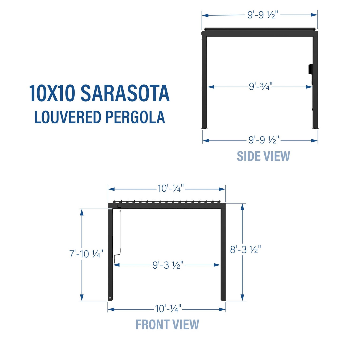 10×10 Sarasota Steel Louvered Pergola