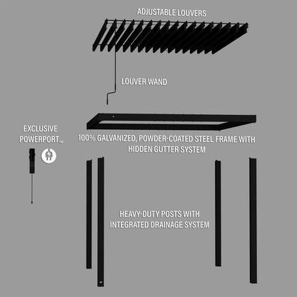 10×10 Sarasota Steel Louvered Pergola