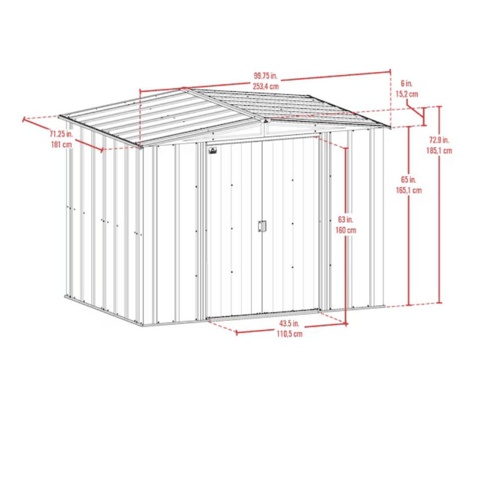 Arrow Newport 8 ft. × 6 ft. Galvanized Metal Storage Shed