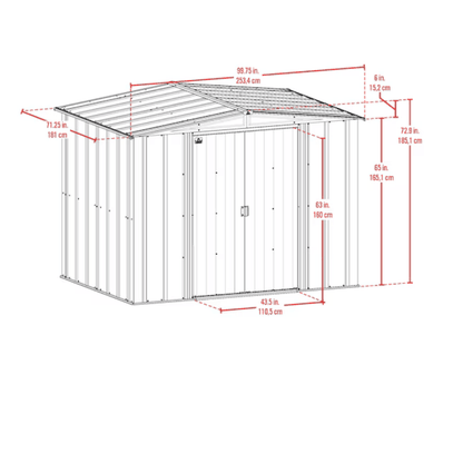 Arrow Newport 8 ft. × 6 ft. Galvanized Metal Storage Shed