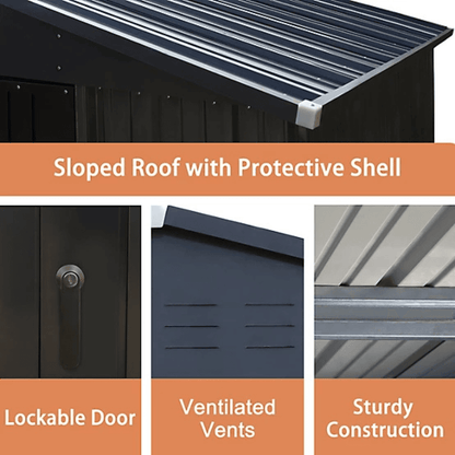 VEIKOUS 8 ft. × 12 ft. Outdoor Metal Storage Shed with Lockable Door and Vents