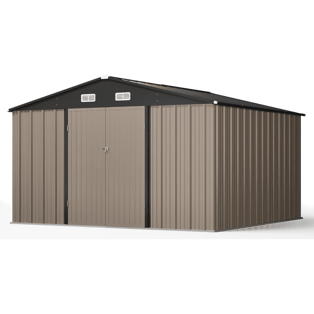 VEIKOUS 10 ft. × 10 ft. Outdoor Metal Storage Shed in Gray