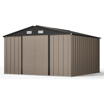 VEIKOUS 10 ft. × 10 ft. Outdoor Metal Storage Shed in Gray