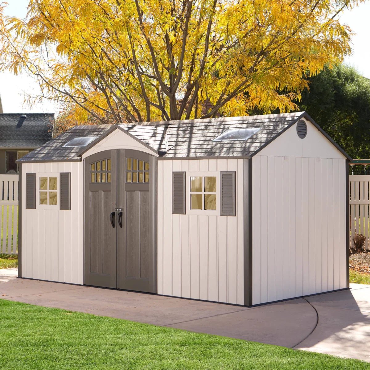 Lifetime 60138 15 ft. × 8 ft. Side-Entry Outdoor Storage Shed