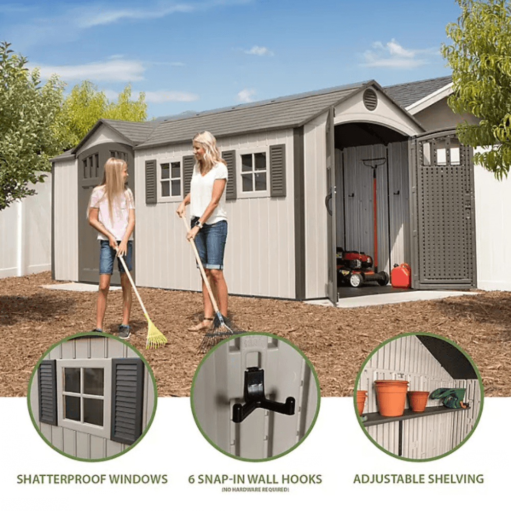 Lifetime 60213 17.5 ft. × 8 ft. Dual-Entry Outdoor Storage Shed