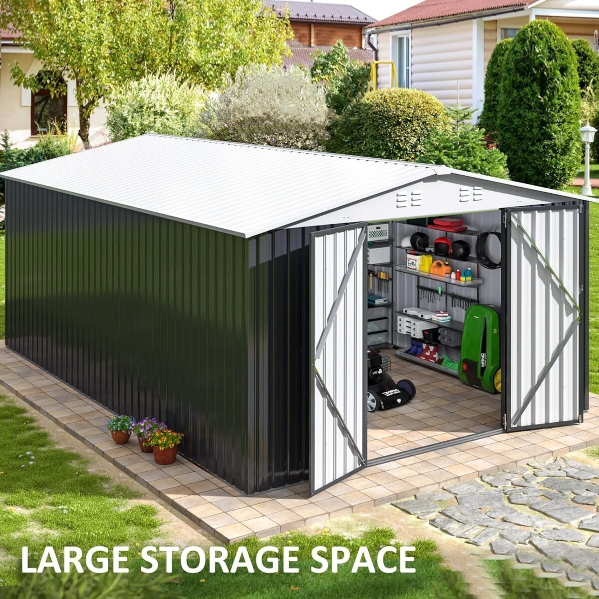 Patiowell 10 ft. × 12 ft. Metal Outdoor Storage Shed