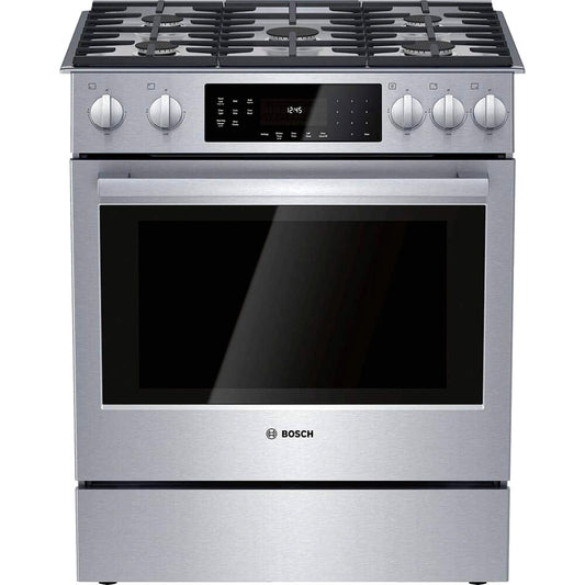 Bosch 800 Series 30 Inch Gas Slide-In Range with True Convection Oven – Stainless Steel