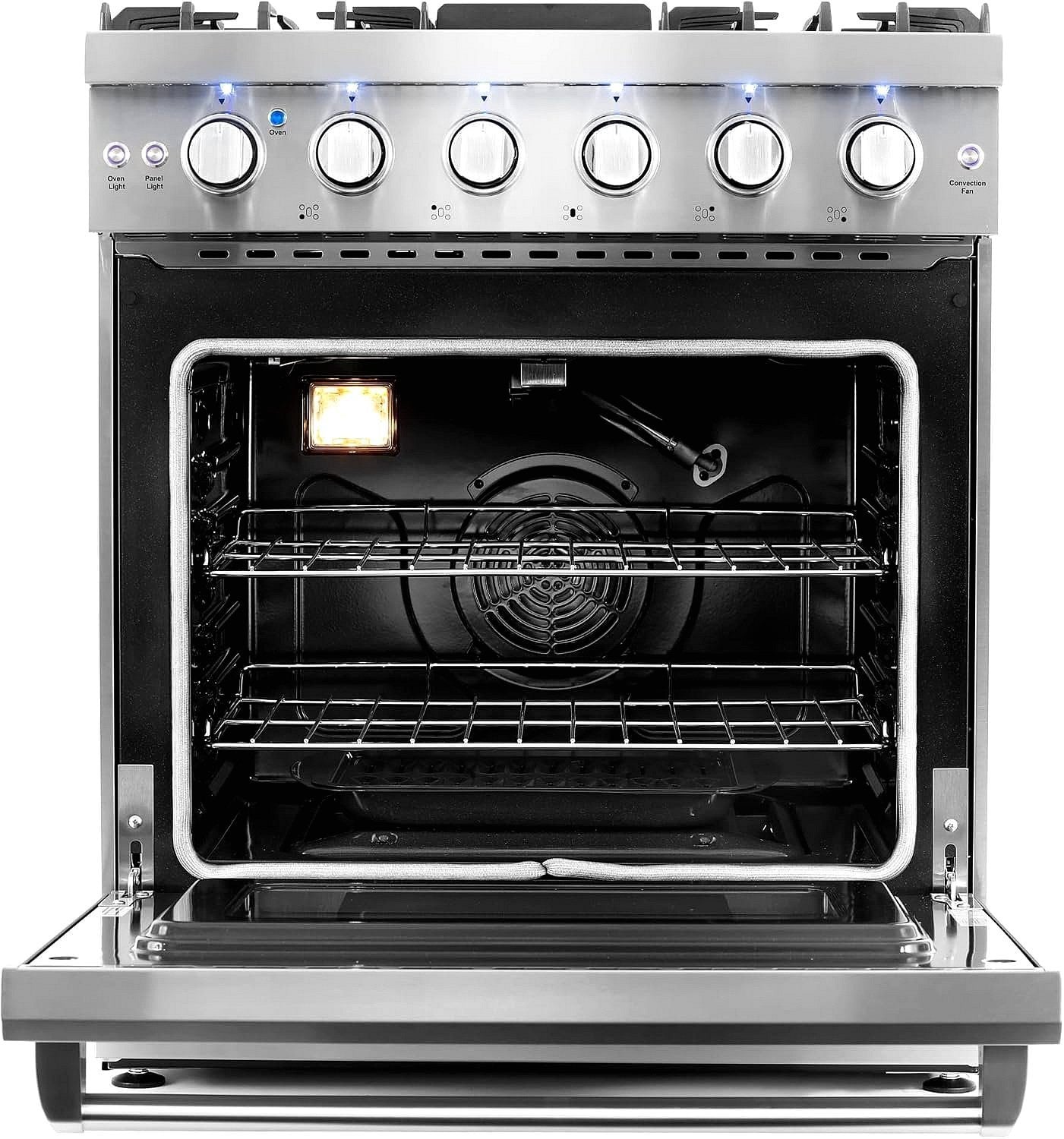 Cosmo 30-inch 4.5 Cu. Ft. Stainless Steel Gas Range with 5 Sealed Burners and Convection Oven