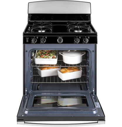 GE 30″ Free-Standing Gas Range with 4 Sealed Burners, Stainless Steel (JGBS30RETSS)