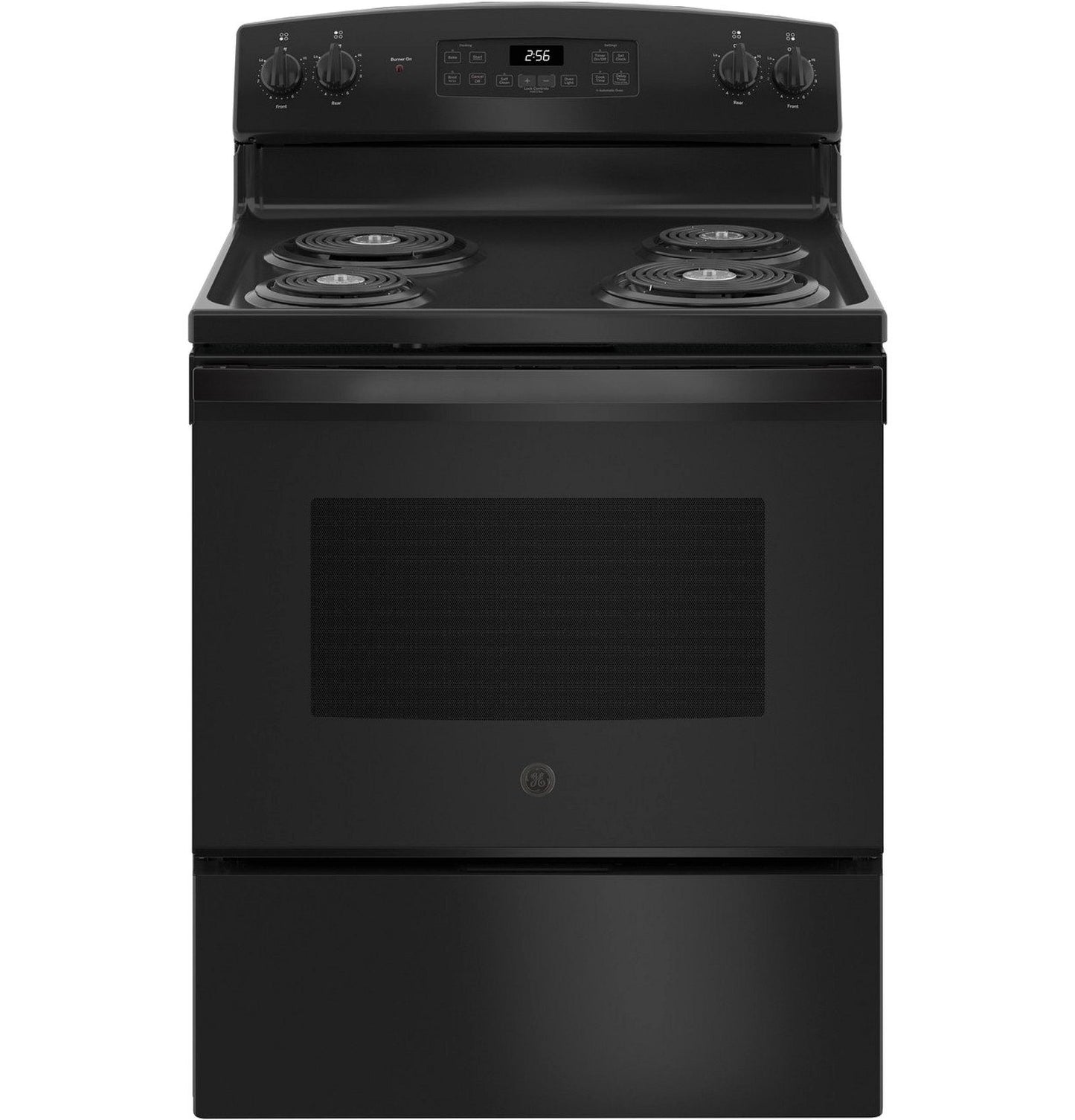 GE 30 Inch Freestanding Electric Range with Self-Clean Oven, Black (JB256DMBB)