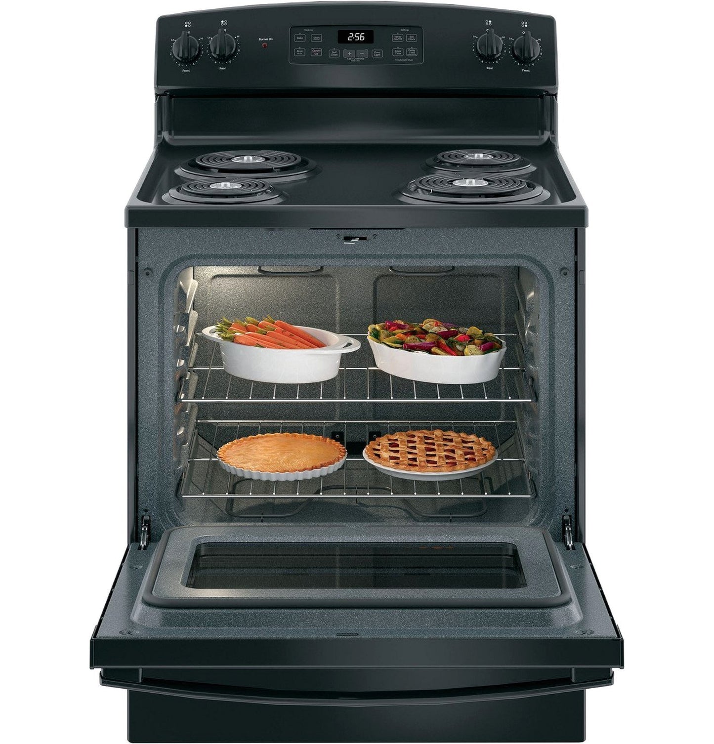 GE 30 Inch Freestanding Electric Range with Self-Clean Oven, Black (JB256DMBB)