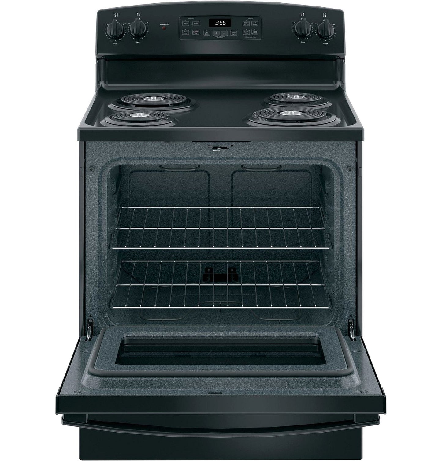 GE 30 Inch Freestanding Electric Range with Self-Clean Oven, Black (JB256DMBB)