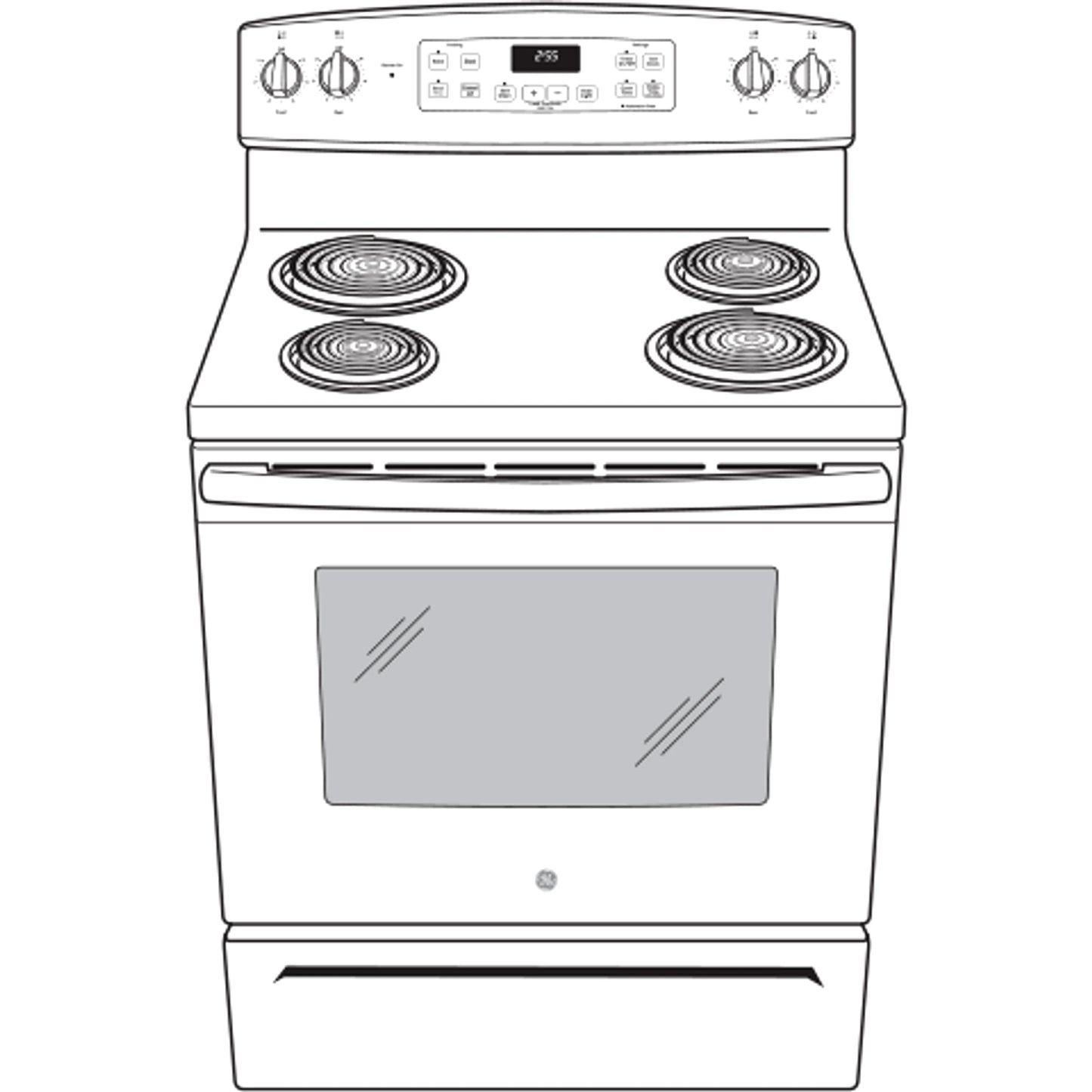 GE 30 Inch Freestanding Electric Range with Self-Clean Oven, Black (JB256DMBB)