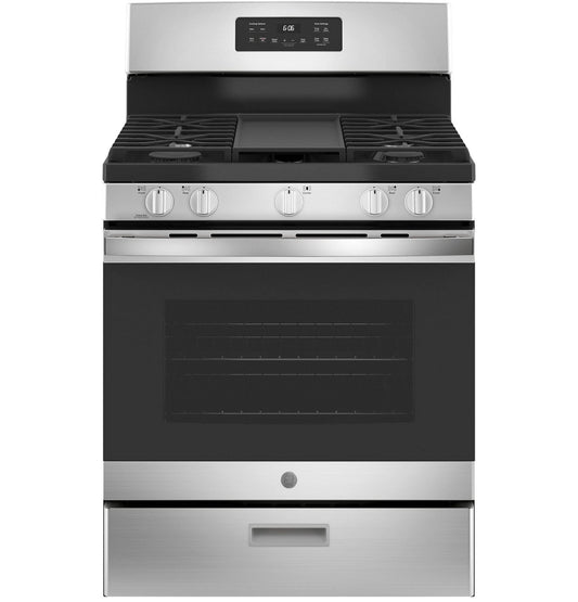 GE 30-Inch Freestanding Gas Range with 4.8 cu. ft. Oven Capacity and Sealed Cooktop Burners