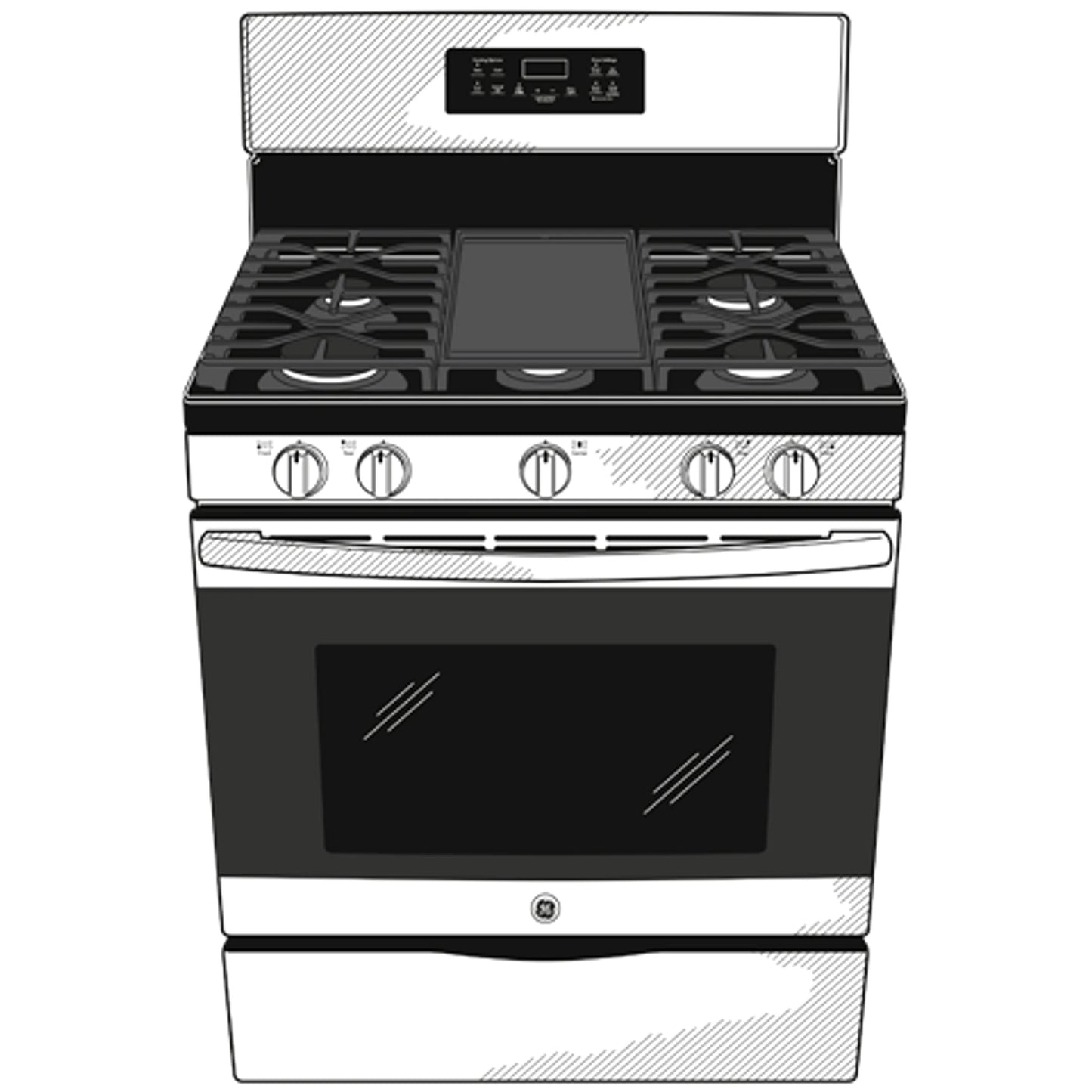 GE 30-Inch Freestanding Gas Range with 4.8 cu. ft. Oven Capacity and Sealed Cooktop Burners