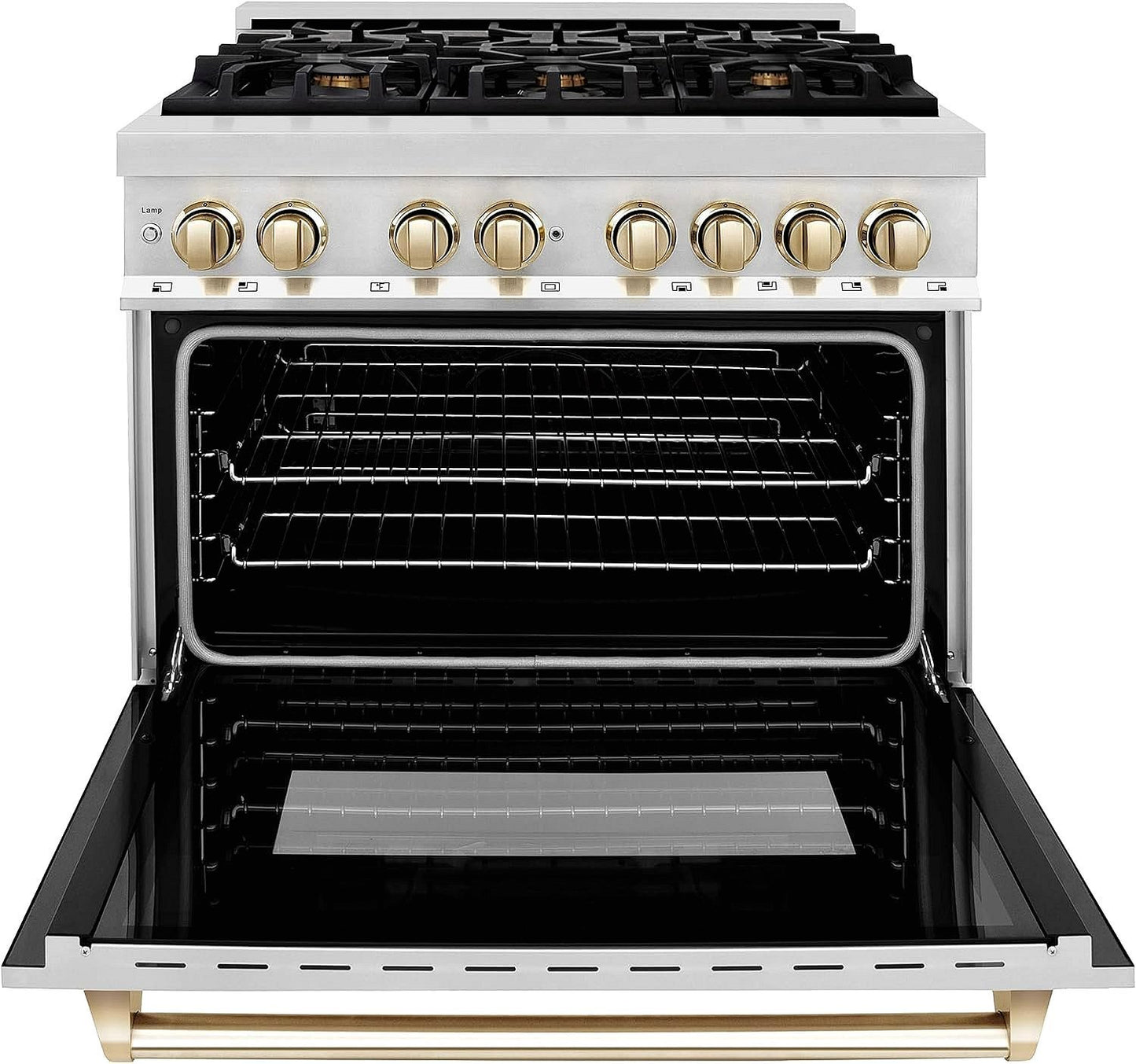 ZLINE Autograph Edition 36 Inch 4.6 Cu. Ft. Dual Fuel Range with Gold Accents, RAZ-36-G