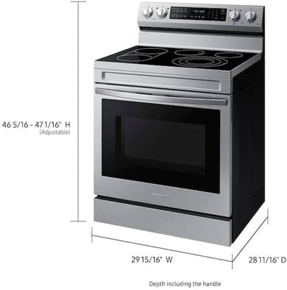 Samsung 6.3 cu. ft. Smart Freestanding Electric Range with No-Preheat Air Fry, Convection+, & Griddle, Stainless Steel NE63A6711SS